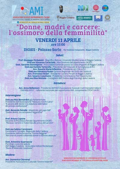 Locandina del convegno: Donne madri e carcere: l’ossimoro della femminilità